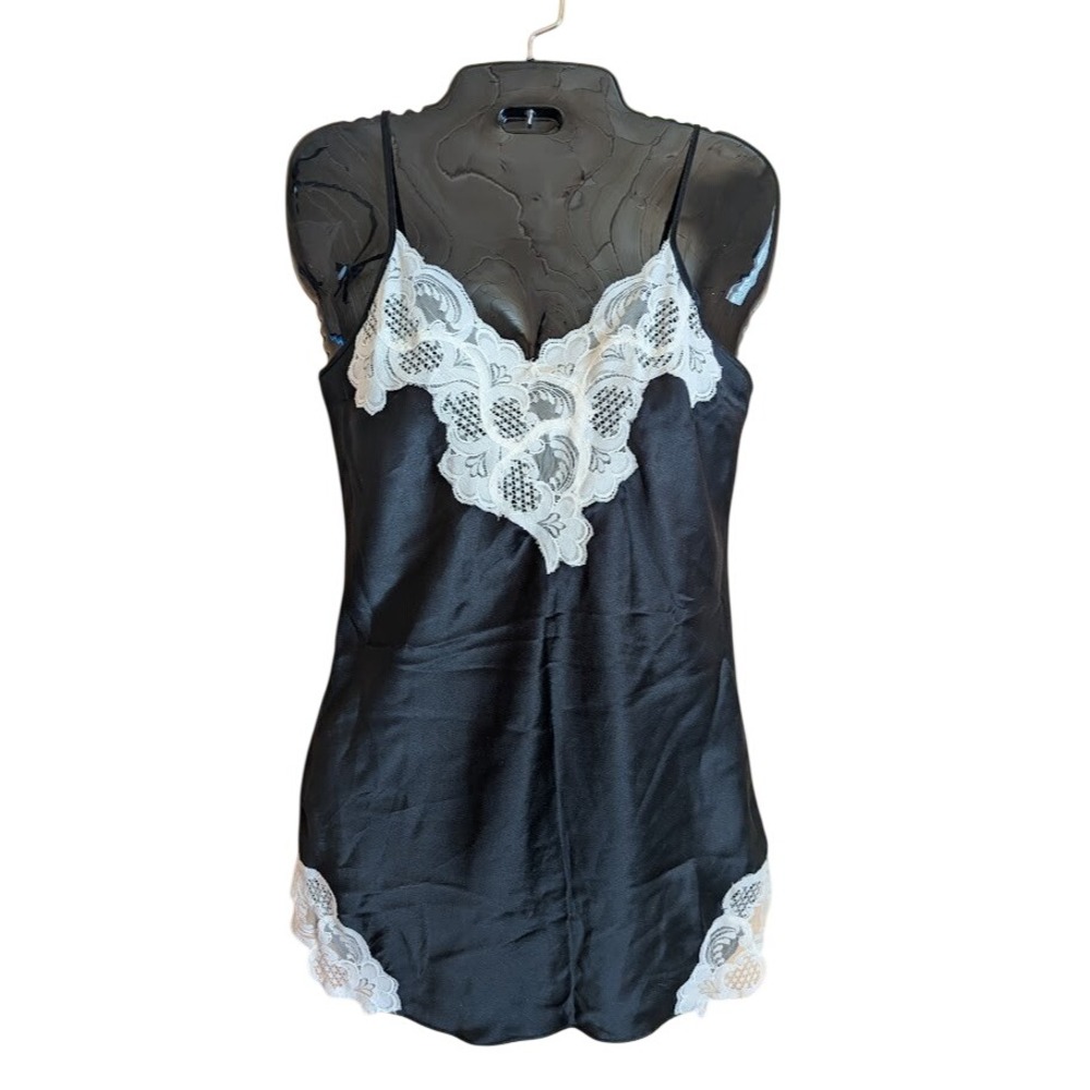 Victorias Secret Satin Chemise Sz P Gold Label Slip Lace Trim Coquette Romantic